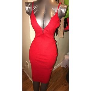 Red midi dress